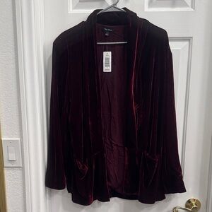 Well Worn Deep Red Velvet Blazer